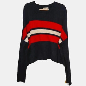 Hollister Women's Crew Neck Sweater - Red, White, and Black